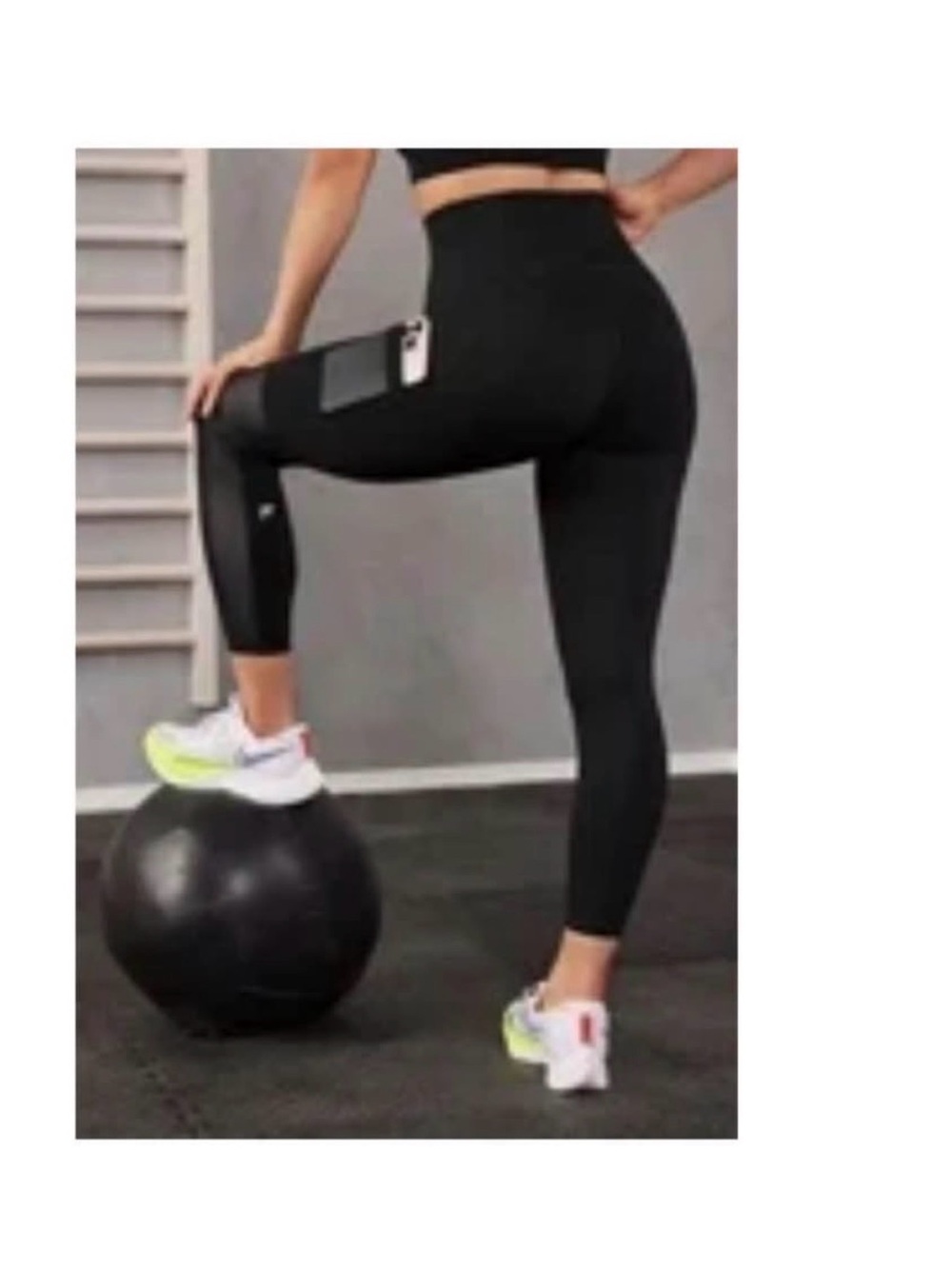 Fabletics Women’s High-Waist Black Active Leggings with Side mesh Pocket - M